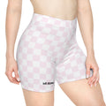 pink checkerboard biker shorts