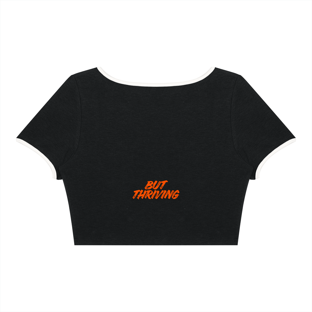unhinged but thriving crop tee