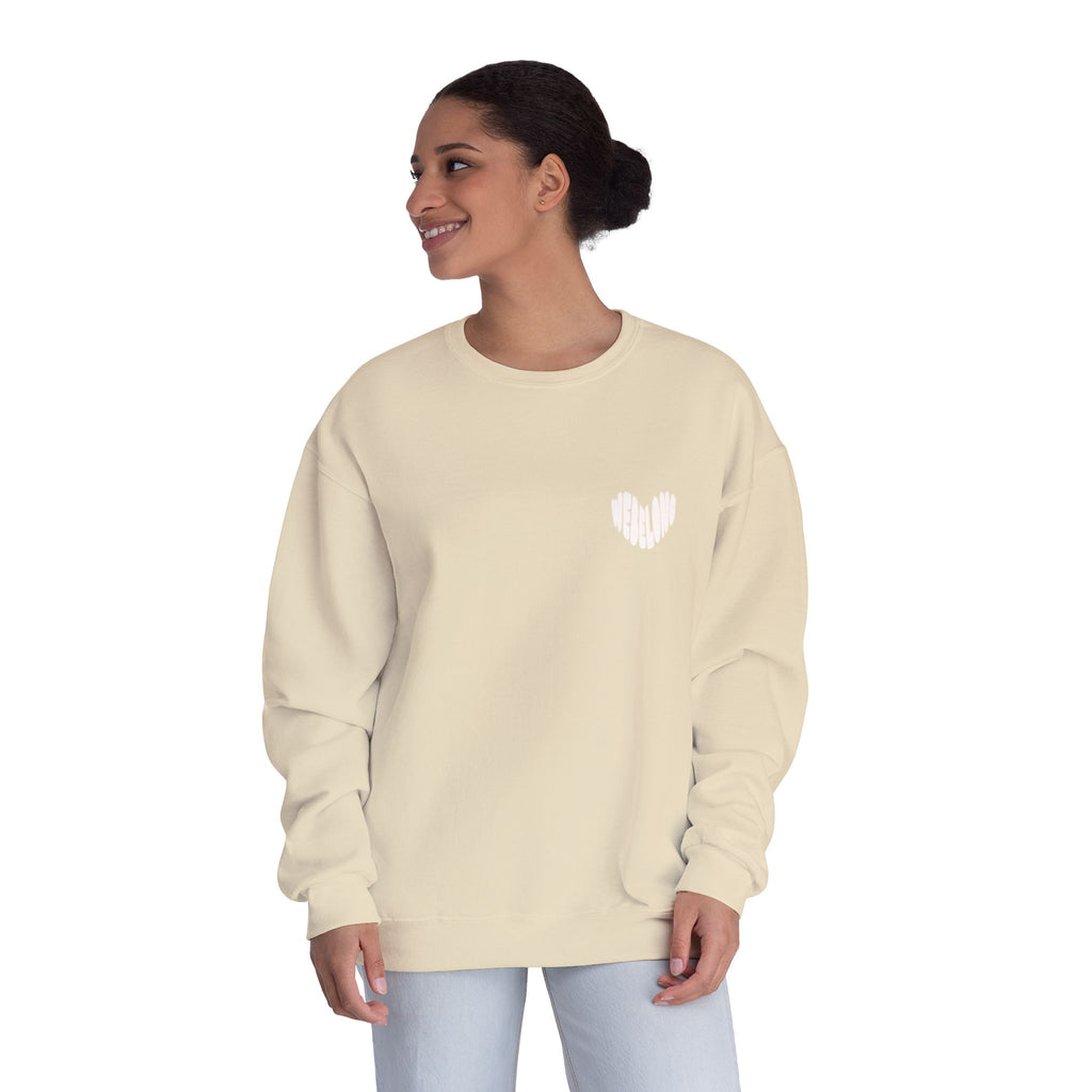 webelong heart crewneck