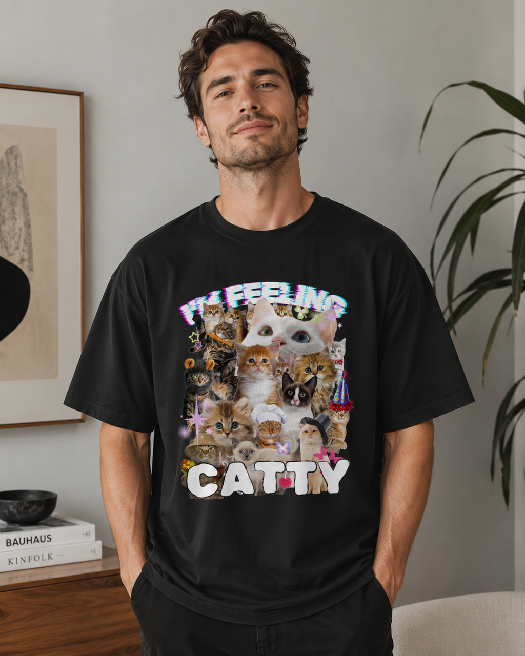 feeling catty black version 100% cotton