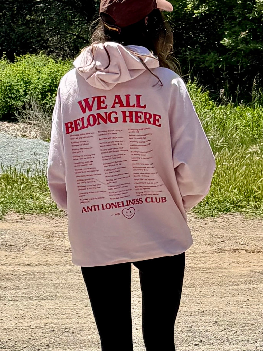 we all belong here pink hoodie
