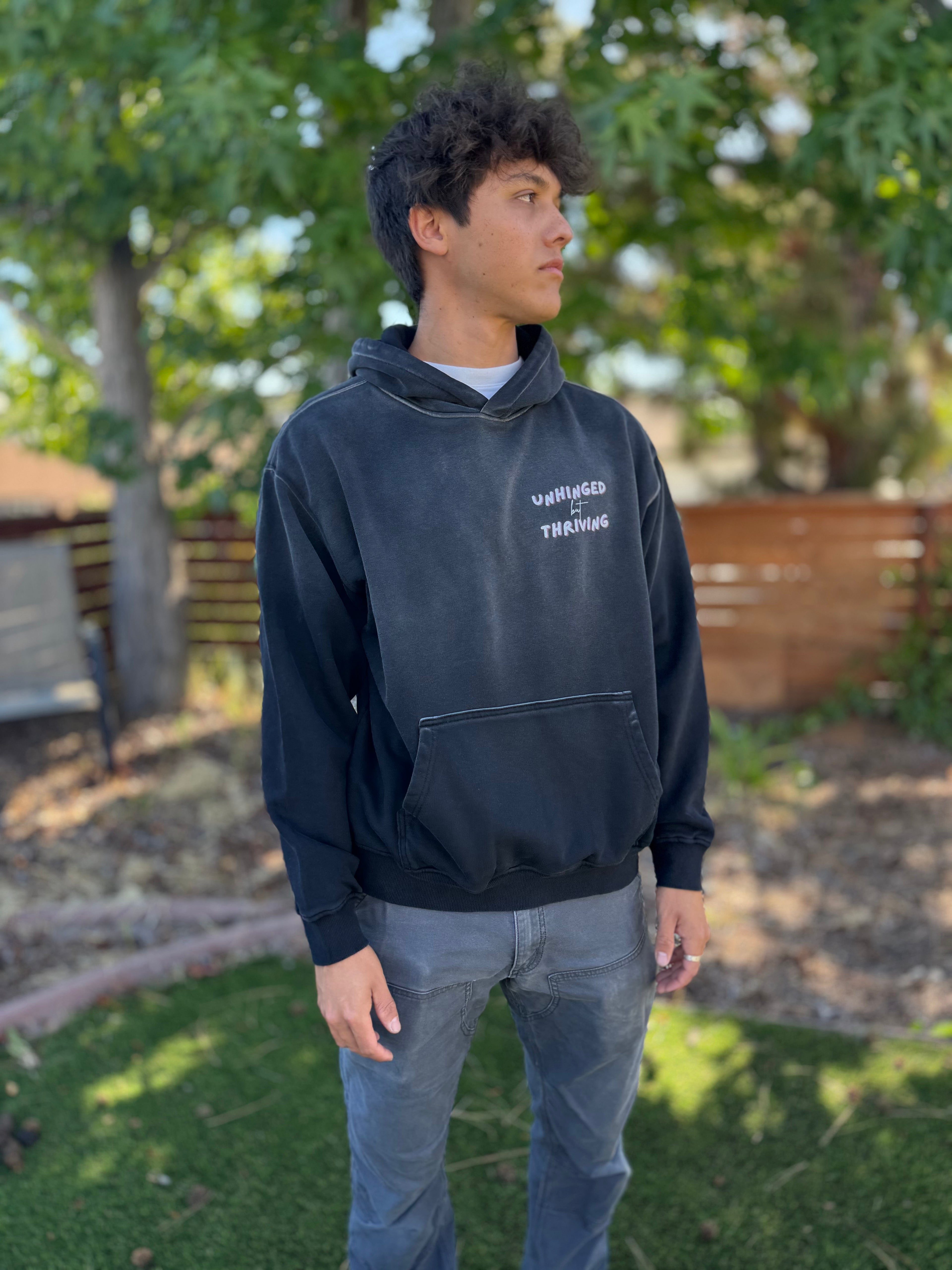 unhinged but thriving hoodie