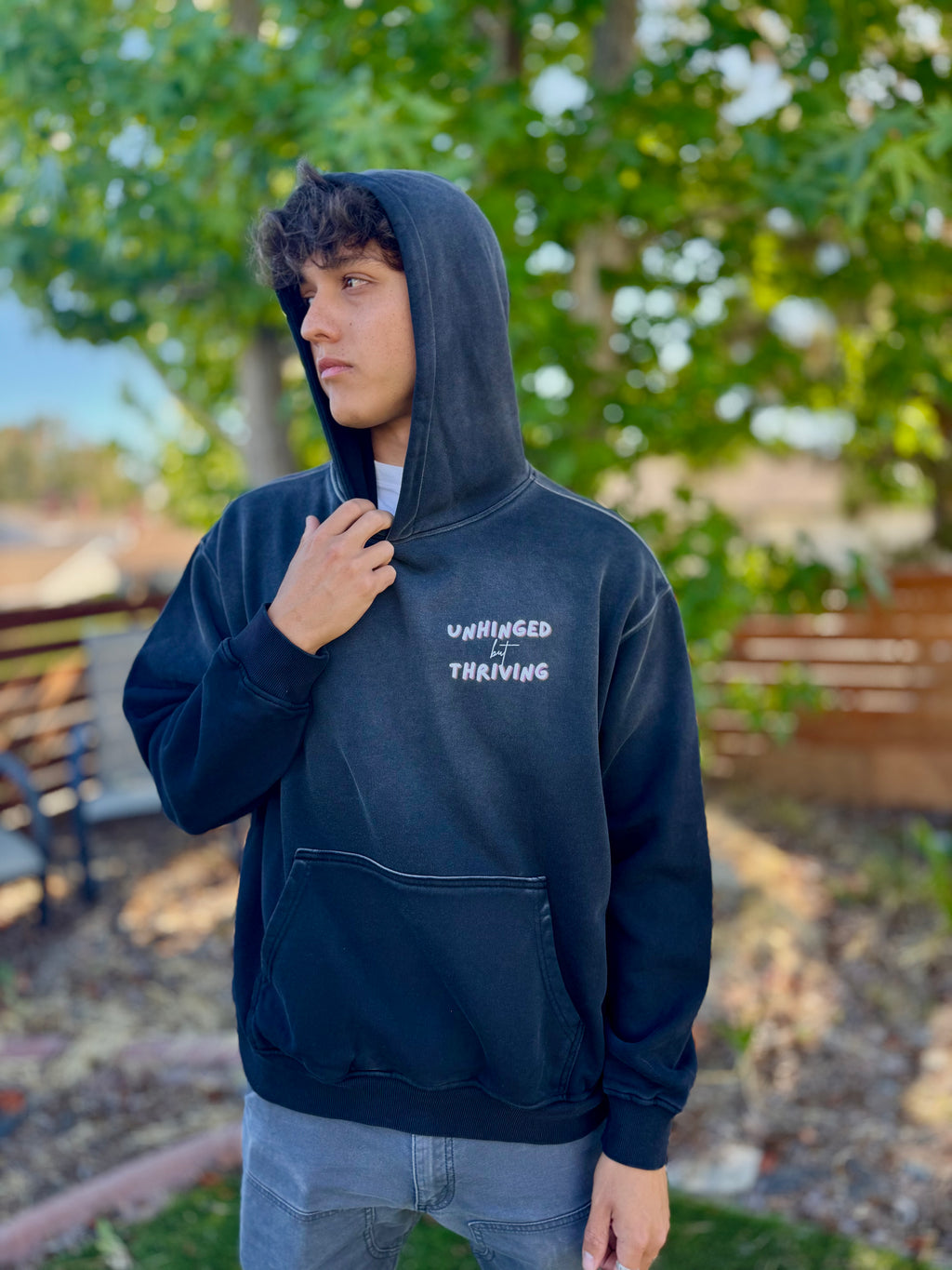 unhinged but thriving hoodie