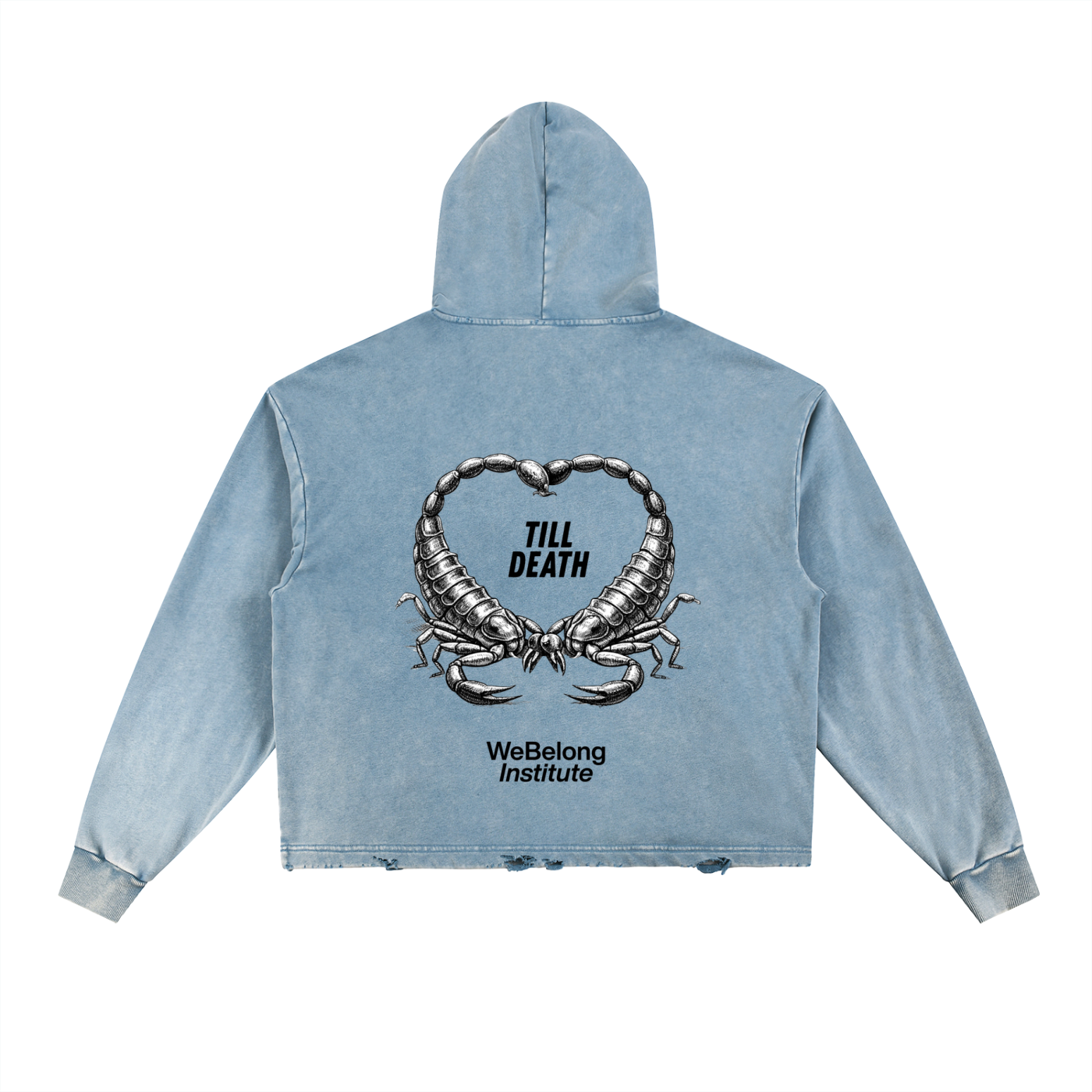 Vintage Washed Frayed-Hem Hoodie
